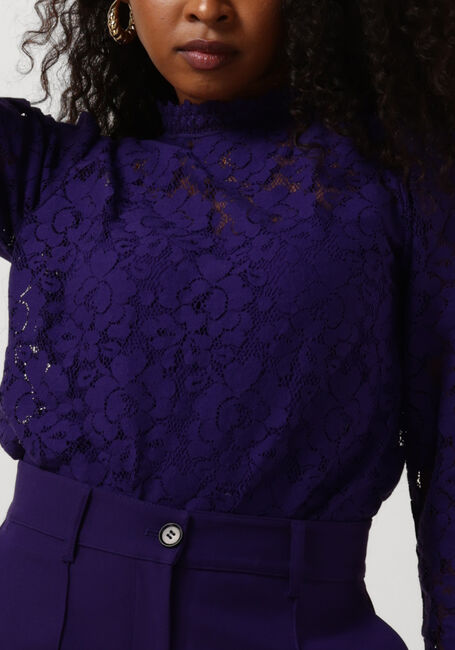 Paarse JANSEN AMSTERDAM Blouses LC199 BLOUSE LACE LONG SLEEVES - large