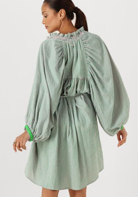 Multi POM AMSTERDAM Mini jurk DRESS SEERSUCKER GREEN PINK - large