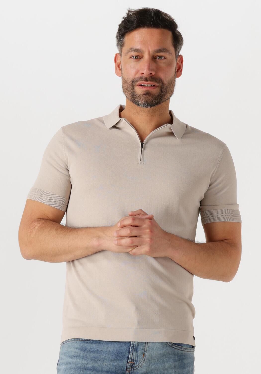 GENTI Heren Polo's & T-shirts Polo Zip Ss K2053-1260 Beige