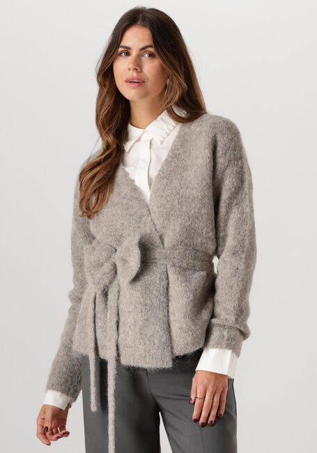 Grijze SELECTED FEMME Vest SLFGABELLA LS KNIT BOW CARDIGAN - large