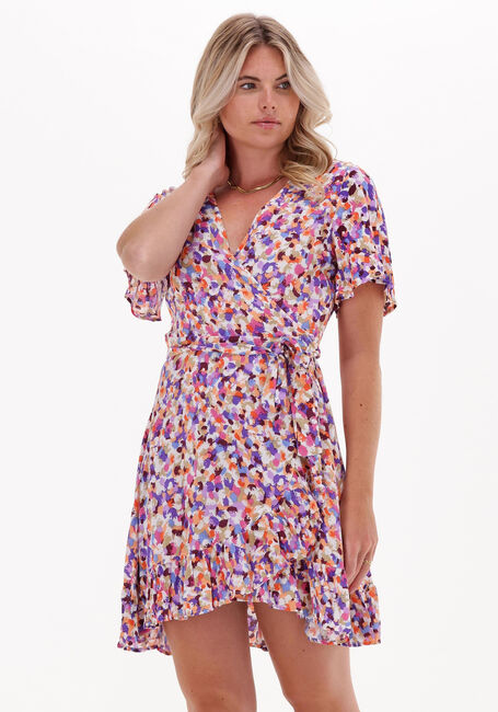 Multi COLOURFUL REBEL Mini jurk EVY AQUAREL MINI WRAP DRESS WOMAN MULTICOLOR - large