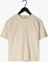 Beige CALVIN KLEIN T-shirt INTERLOCK PIQUE SS T-SHIRT - medium