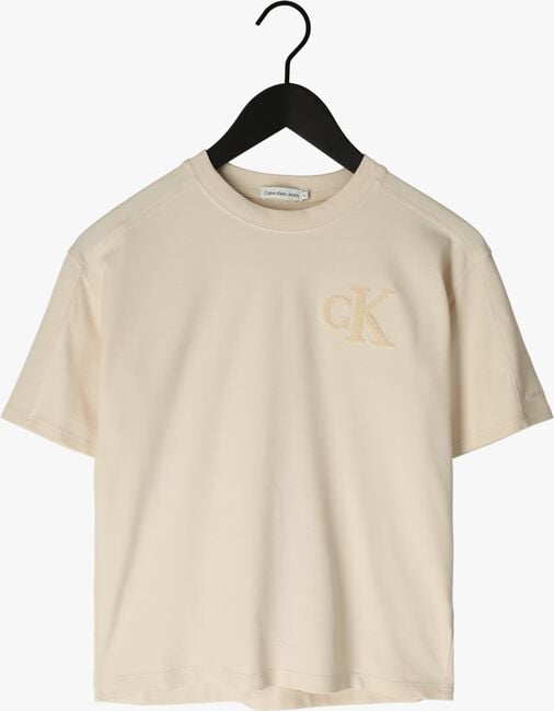 Beige CALVIN KLEIN T-shirt INTERLOCK PIQUE SS T-SHIRT - large