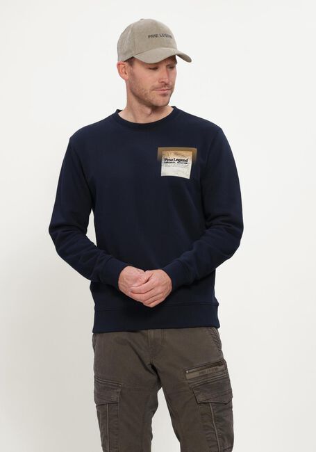 Donkerblauwe PME LEGEND Trui CREWNECK 3T CROSS FLEECE - large