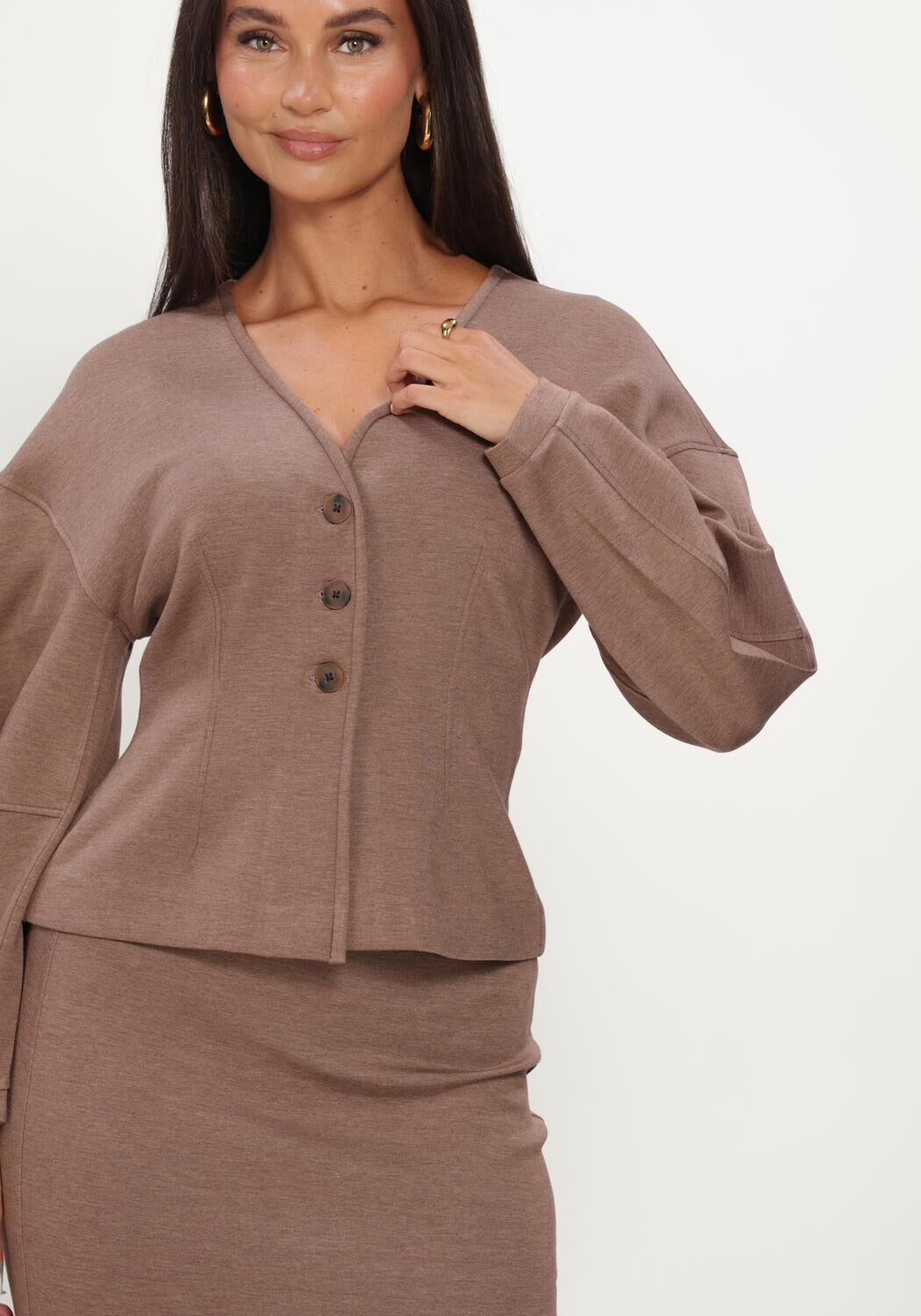 Bruine INWEAR Trui FARIIW VINCENTIW MEL JACKET - large