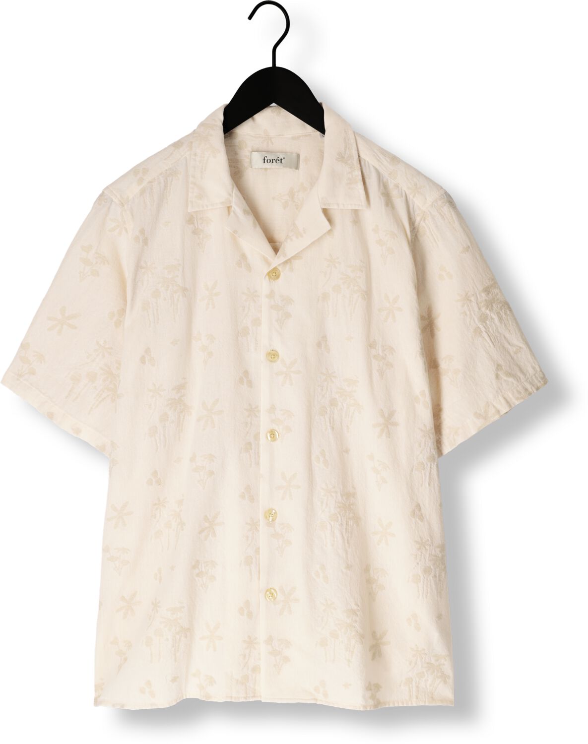 FORÉT Forét Heren Overhemden Peer Flower Jacquard Ss Shirt Beige