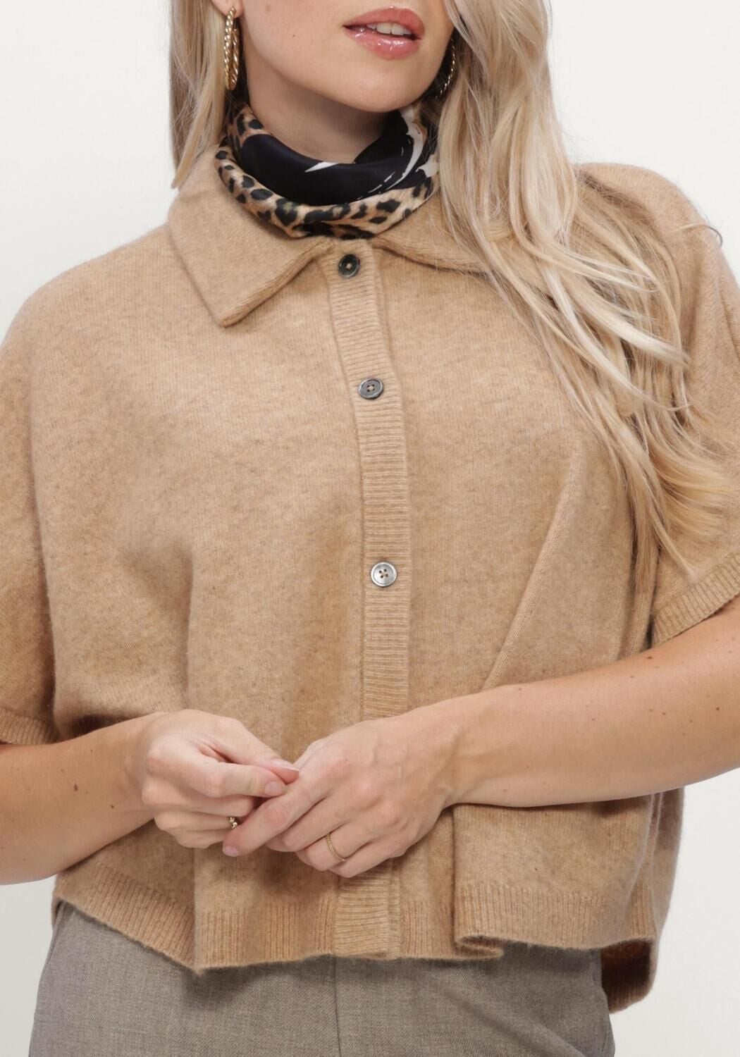RUBY TUESDAY Dames Truien & Vesten Voise Knitted Collar Cape Top Camel
