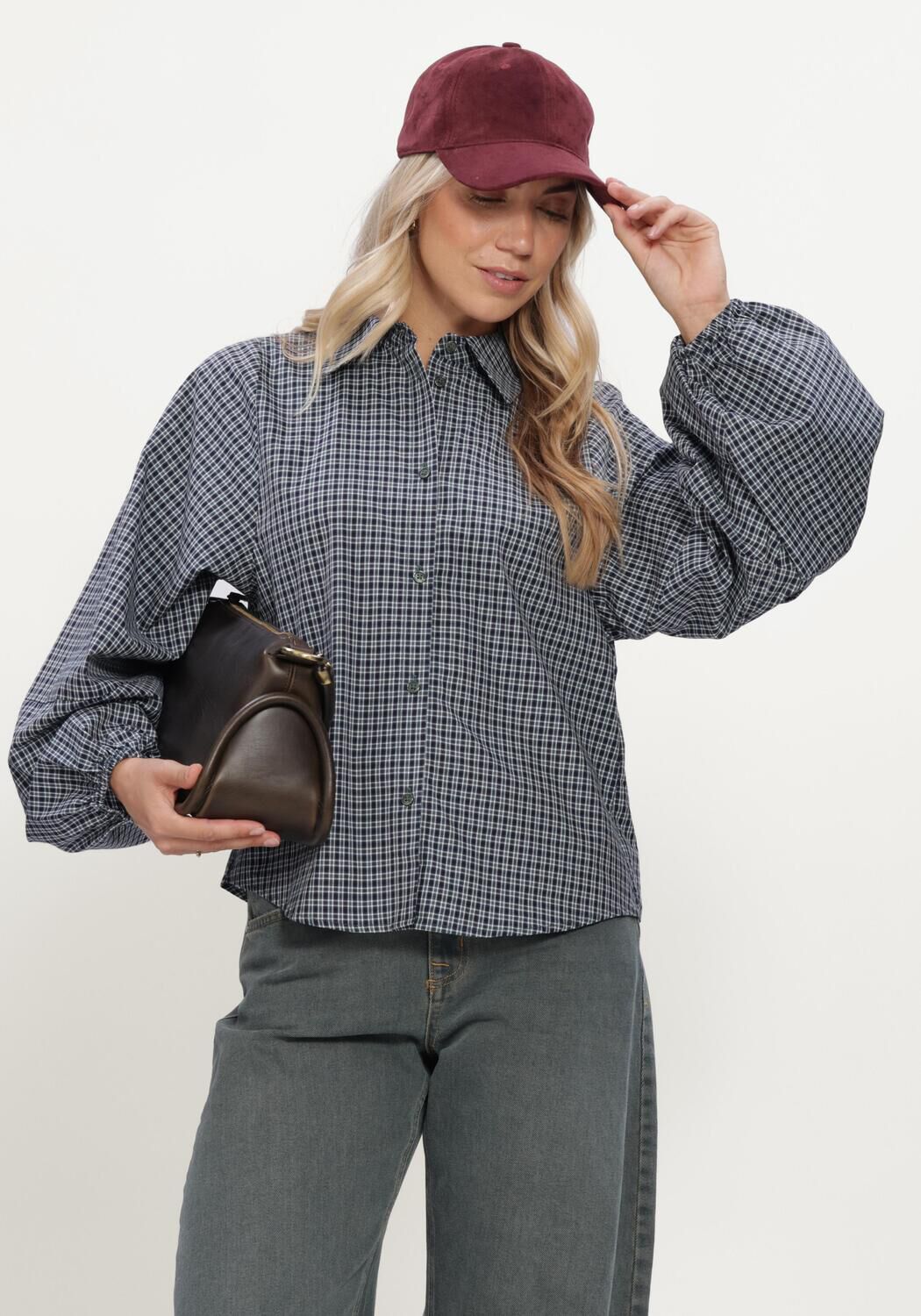Donkerblauwe MY ESSENTIAL WARDROBE Blouses MWILSE BALLOON SLEEVE SHIRT - large