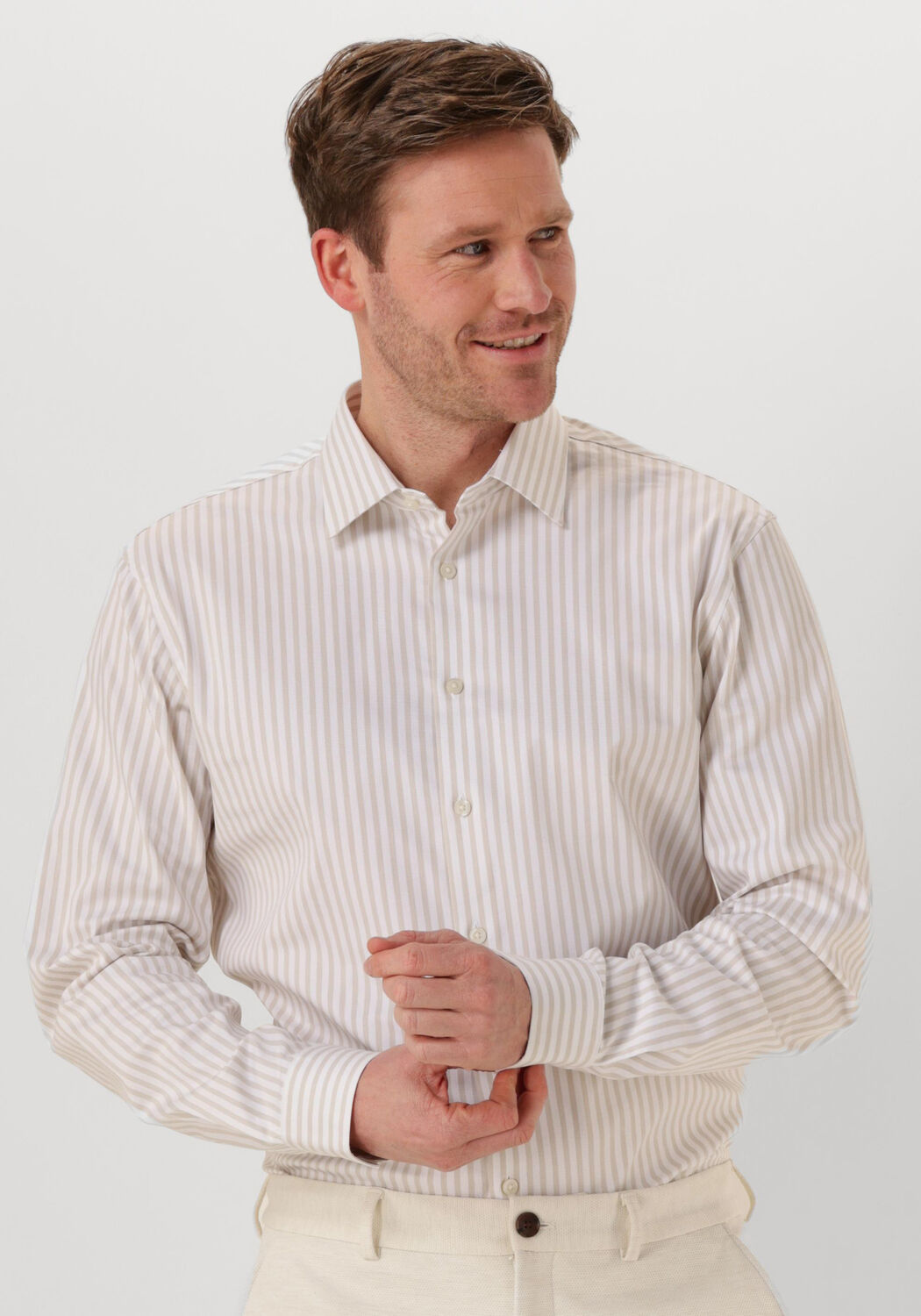 SELECTED HOMME Heren Overhemden Slhslim-performance Shirt Ls Noos Zand