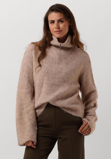 Beige MODSTRÖM Trui KANEMD ZIP T-NECK - large