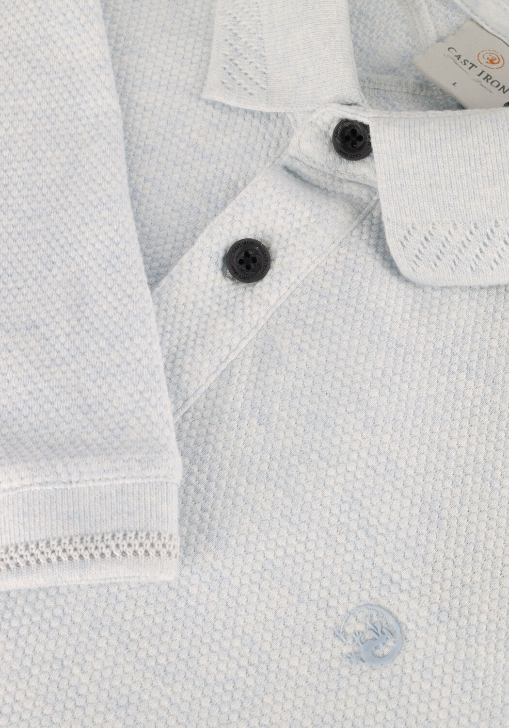 Lichtblauwe CAST IRON Polo SHORT SLEEVE POLO POPCORN JERSEY MELANGE - large