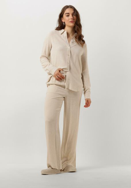 Beige SELECTED FEMME Wijde broek SLFVIVA-GULIA HW LONG LINEN PANT NOOS - large