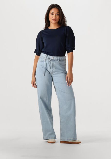 Blauwe JANSEN AMSTERDAM Top TANDA TOP K 136 SHORT PUFFED SLEEVE - large