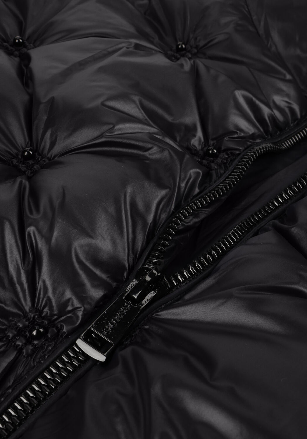 Zwarte GUESS Gewatteerde jas PERLA EMBELLISHED PUFFA - large