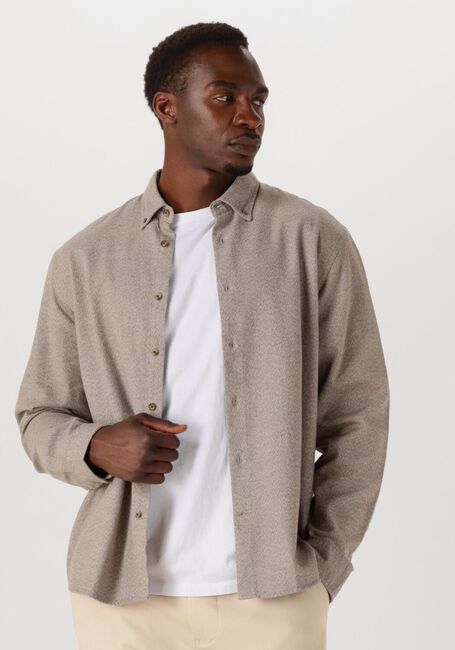 Beige SELECTED HOMME Casual overhemd SLHREGNOAG MIX BDWN LS SHIRT CAMP - large