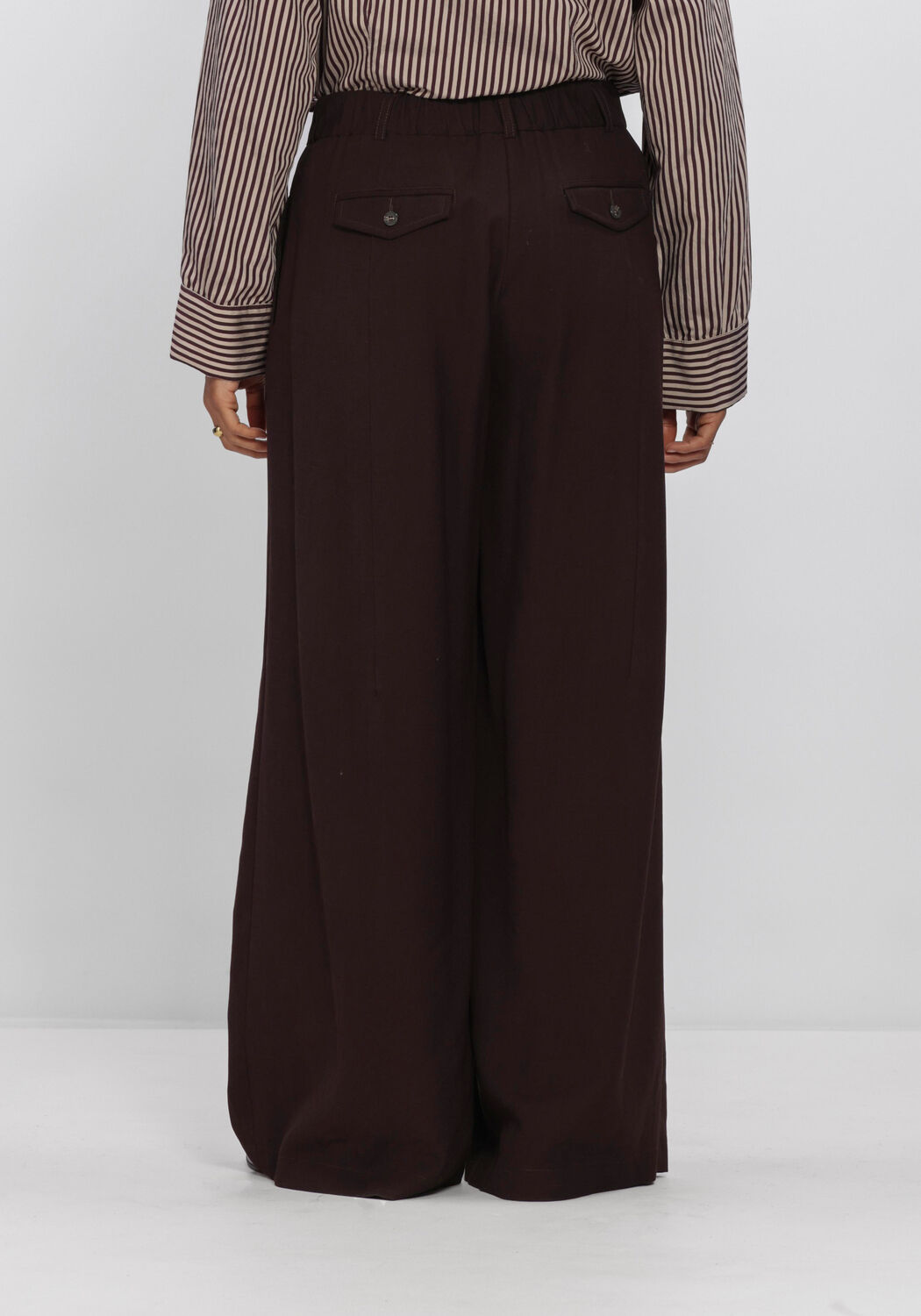 Bruine SUMMUM Wijde broek TROUSERS VISCOSE TWILL - large