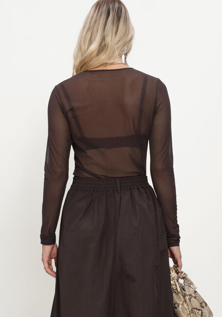 Bruine SUMMUM Top ROUND NECK TOP LONG SLEEVE MESH SOLID - large