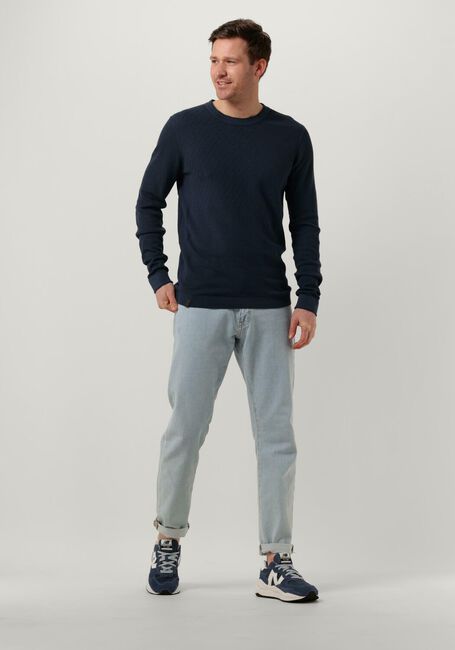 Donkerblauwe CAST IRON Trui CREWNECK COTTON MODAL - large