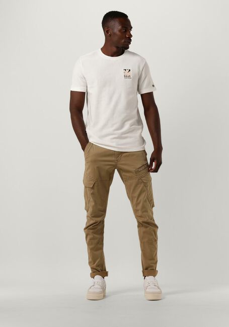 Gebroken wit CAST IRON T-shirt SHORT SLEEVE R-NECK REGULAR FIT COTTON TWILL - large