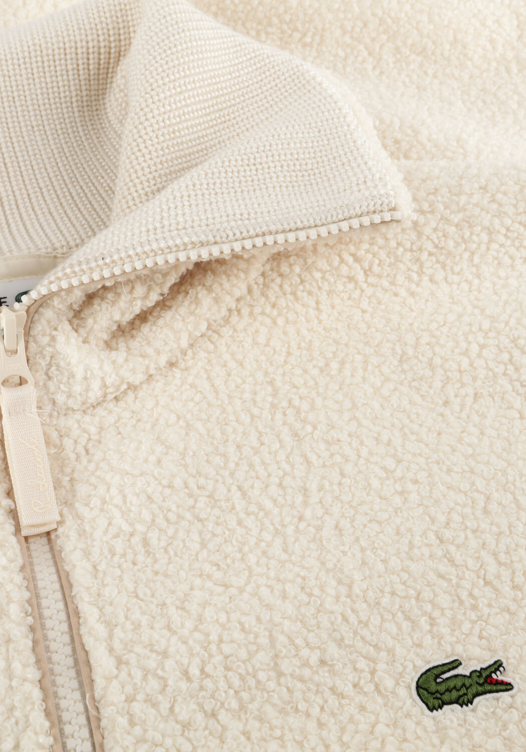 Creme LACOSTE Sweater HIGH NECK ZIPPED FLEECE SWEATSHIRT - large
