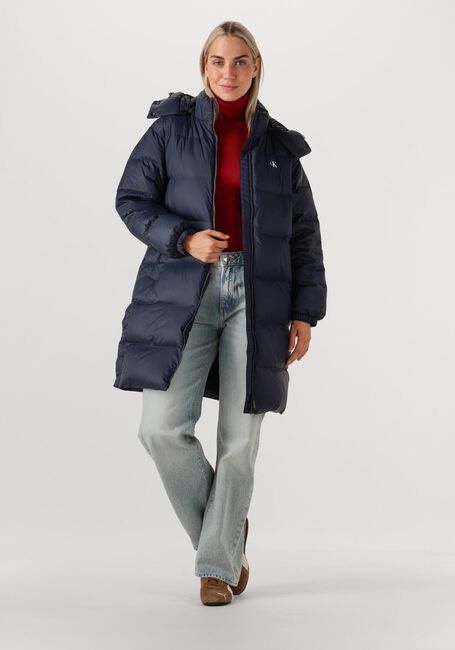 Blauwe CALVIN KLEIN Gewatteerde jas ESSENTIAL MIDWEIGHT LONG PUFFER - large