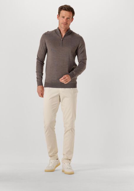 Bruine PROFUOMO Trui PULLOVER HALF ZIP MERINO - large