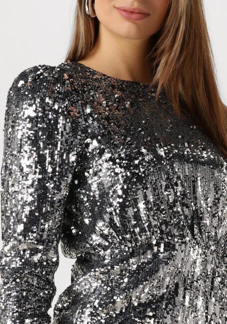 Zilveren SELECTED FEMME Mini jurk SLFARI-COLYN LS SHORT SEQUINS - large