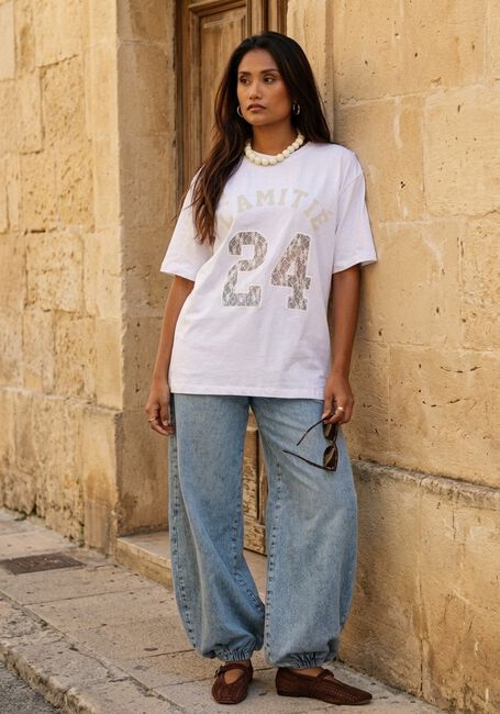 Blauwe HAUTE L'AMITI&Eacute; Broeken DENIM HAREM TALL PANT - large