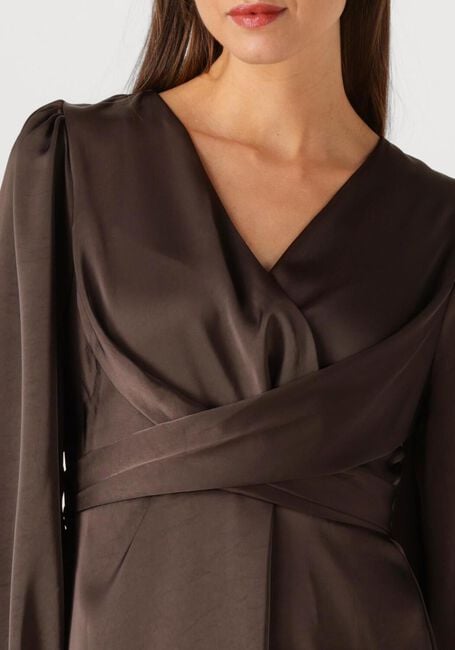 Bruine NEO NOIR Midi jurk RIMINI HEAVY SATEEN DRESS - large