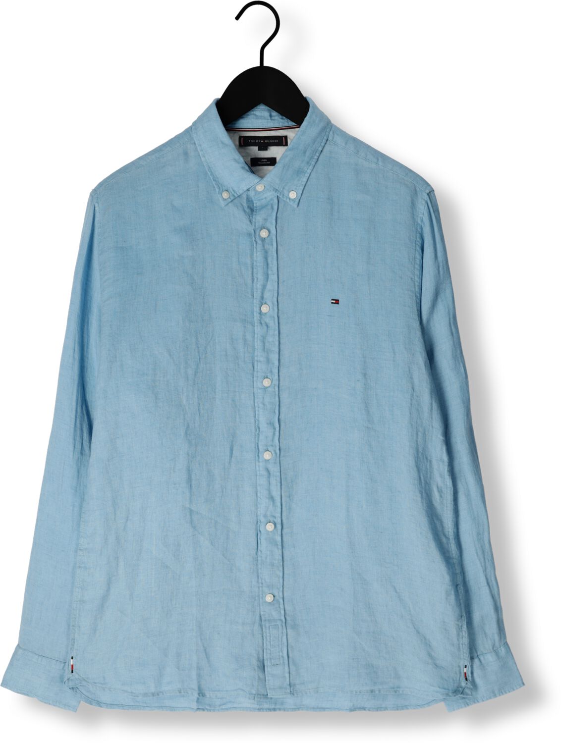 TOMMY HILFIGER Heren Overhemden Pigment Dyed Li Solid Rf Shirt Blauw