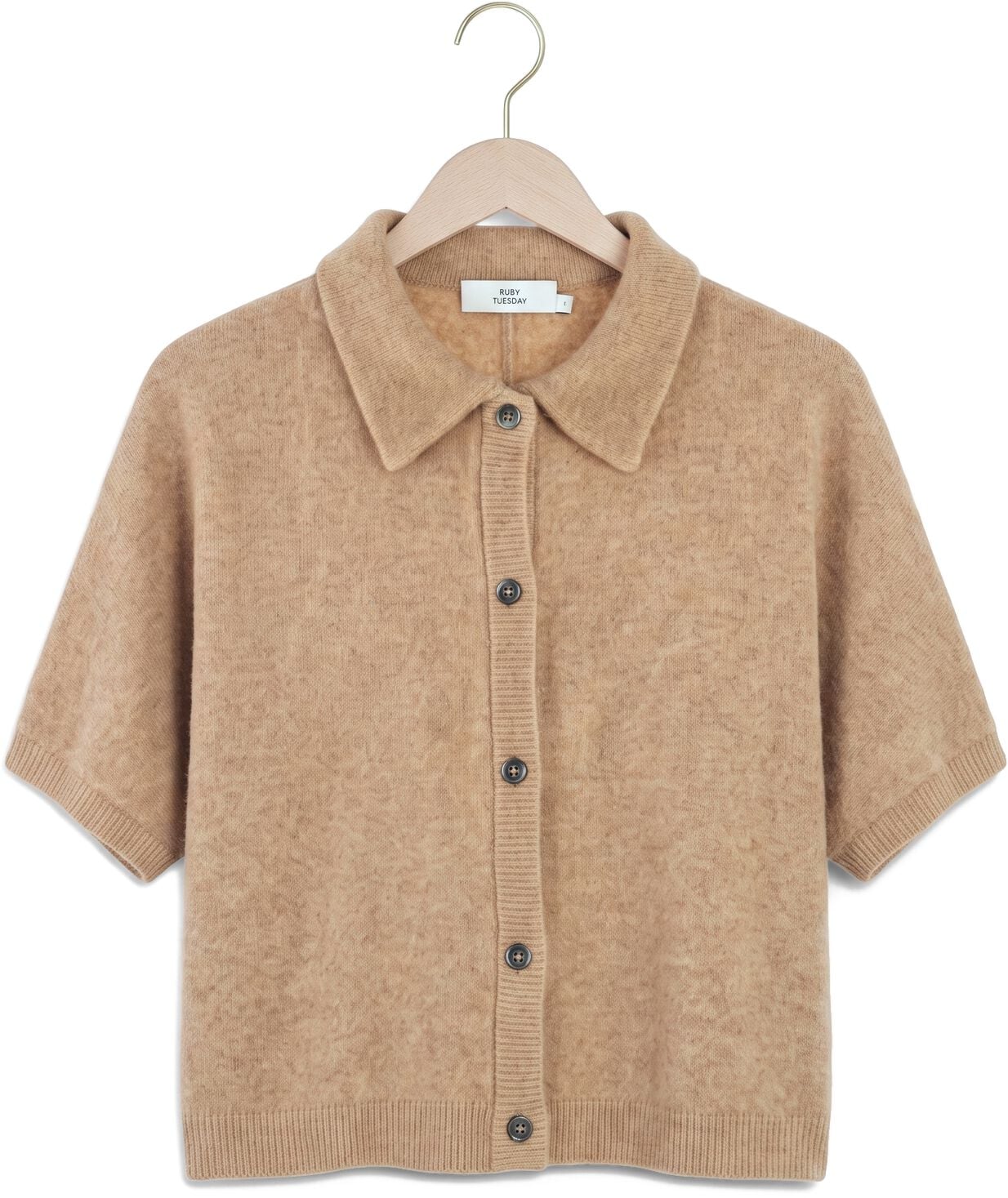 RUBY TUESDAY Dames Truien & Vesten Voise Knitted Collar Cape Top Camel
