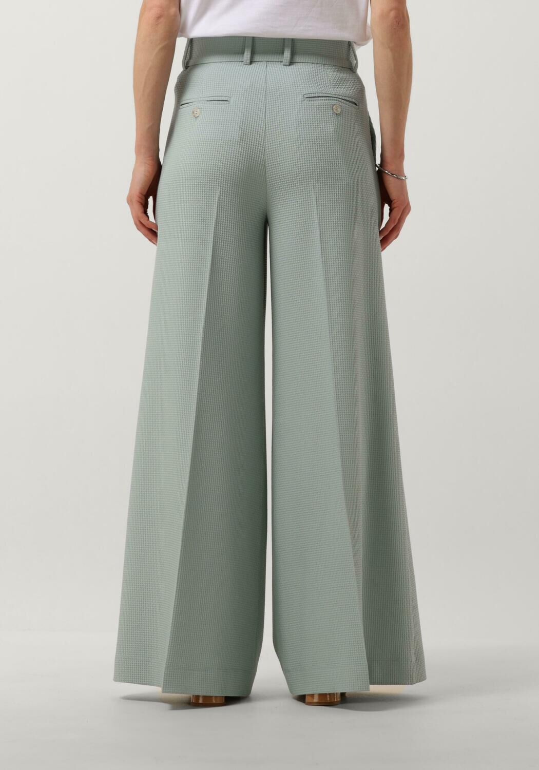 VANILIA Dames Broeken Wafel Tailored Wide Flair Mint