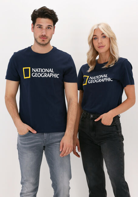 Donkerblauwe NATIONAL GEOGRAPHIC T-shirt UNISEX T-SHIRT WITH BIG LOGO - large