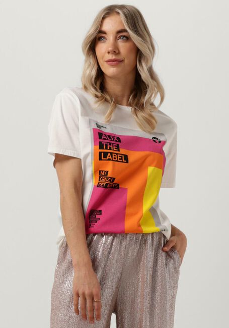 Witte ALIX THE LABEL T-shirt LADIES KNITTED GRAPHIC T-SHIRT - large