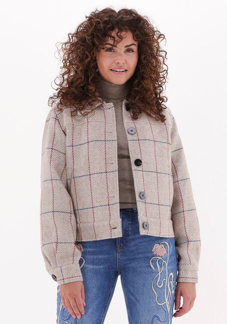 Beige SCOTCH & SODA Jack SHORT HERRINGBONE CHECKED JACKET - large