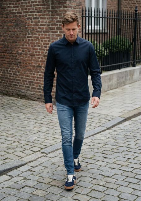 Donkerblauwe PURE PATH Casual overhemd ESSENTIAL CASUAL SHIRT - large