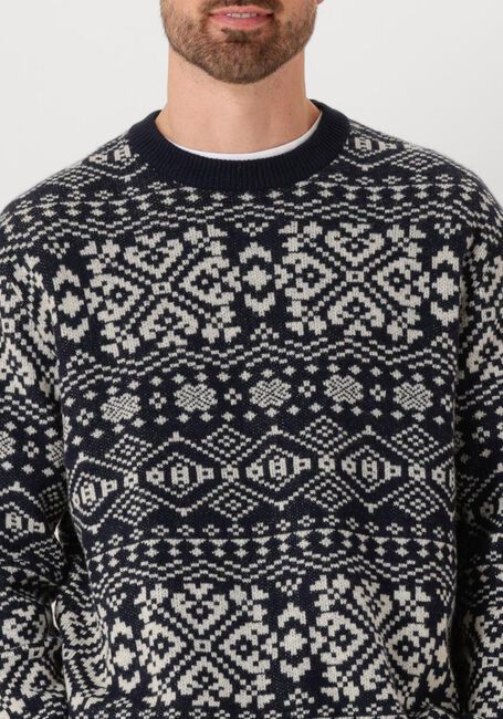 Donkerblauwe SELECTED MEN Trui SLHHOLGER LS KNIT JAQUARD CREW NECK - large