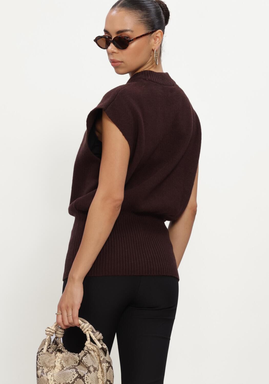 Bruine Y.A.S. Spencer YASESLI SL WOOL BLEND KNIT VEST - large