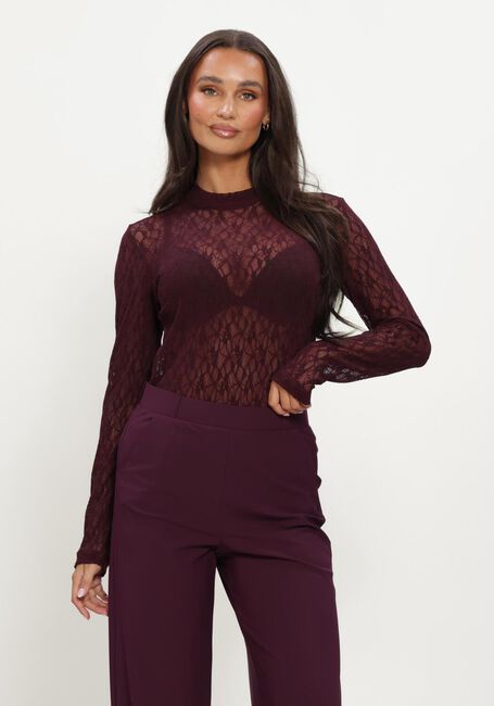 Bordeaux STUDIO ANNELOES Top Reagan lace col top - large