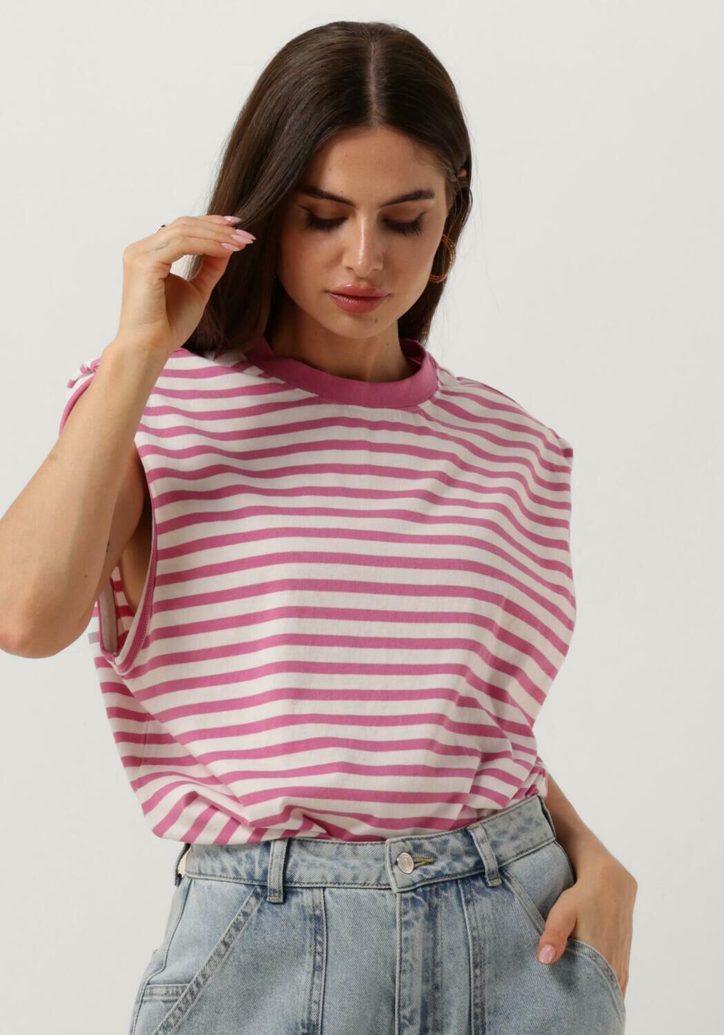 CATWALK JUNKIE Dames Tops & T-shirts Folded Shoulder Top Roze