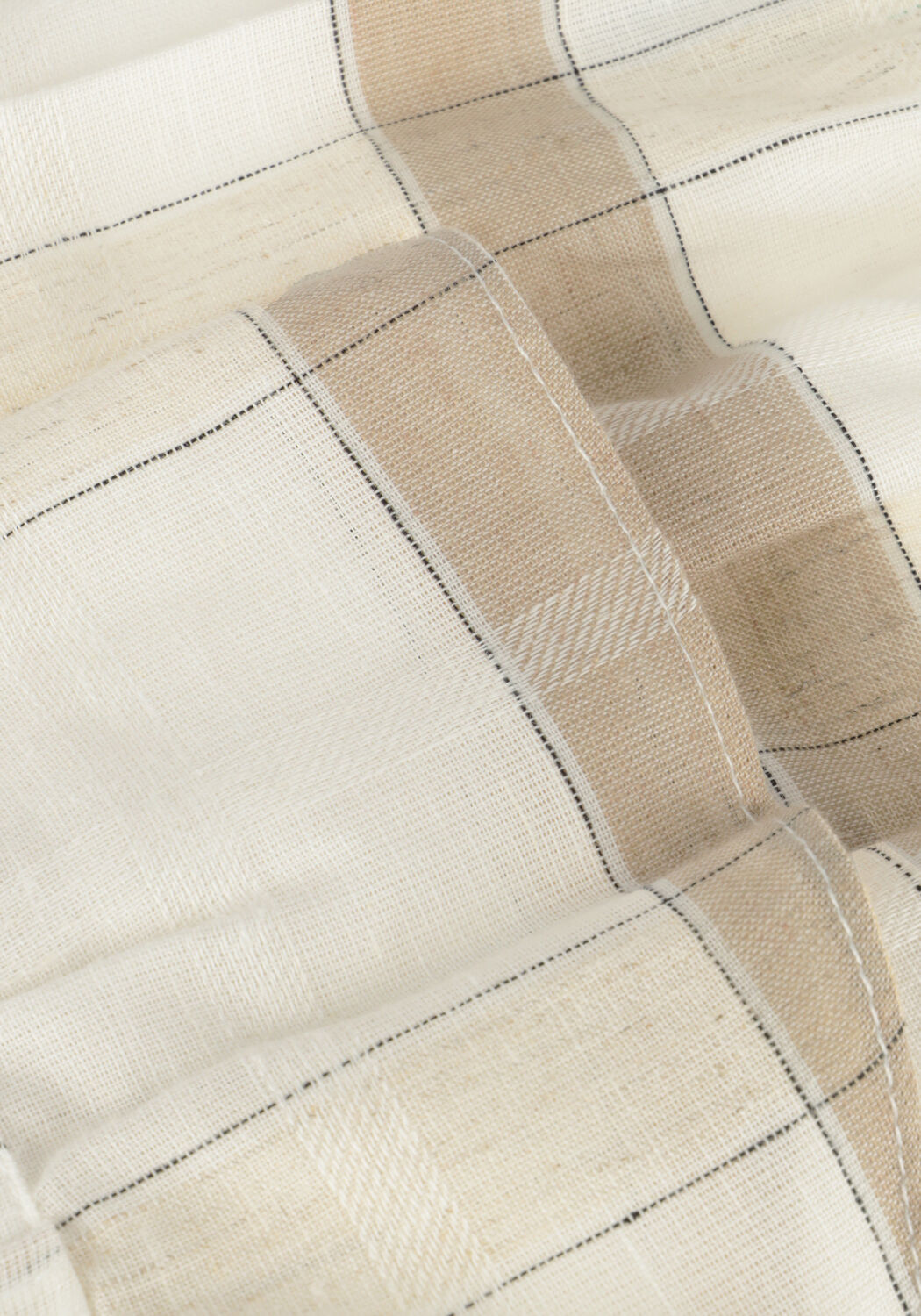 Beige MAYORAL Top PLAID LINEN BLOUSE - large