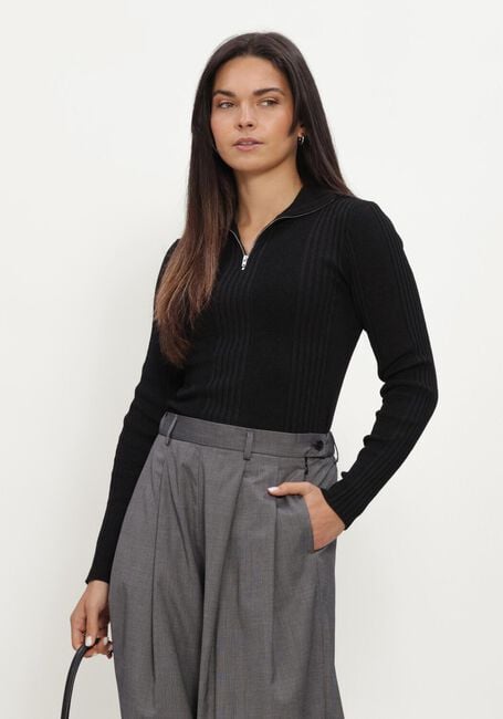 Zwarte MODSTR&Ouml;M Longsleeves KRISSAMD ZIP T-NECK - large