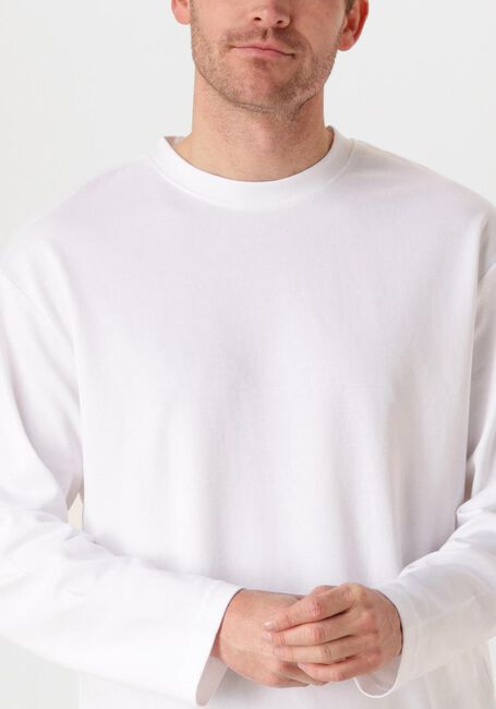 Witte SELECTED MEN T-shirt SLHLOOSEOSCAR LS O-NECK TEE NOOS - large