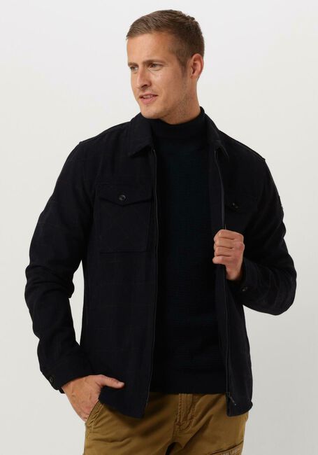 Donkerblauwe VANGUARD Overshirt LONG SLEEVE SHIRT CHECK FINE WOOLBLEND - large