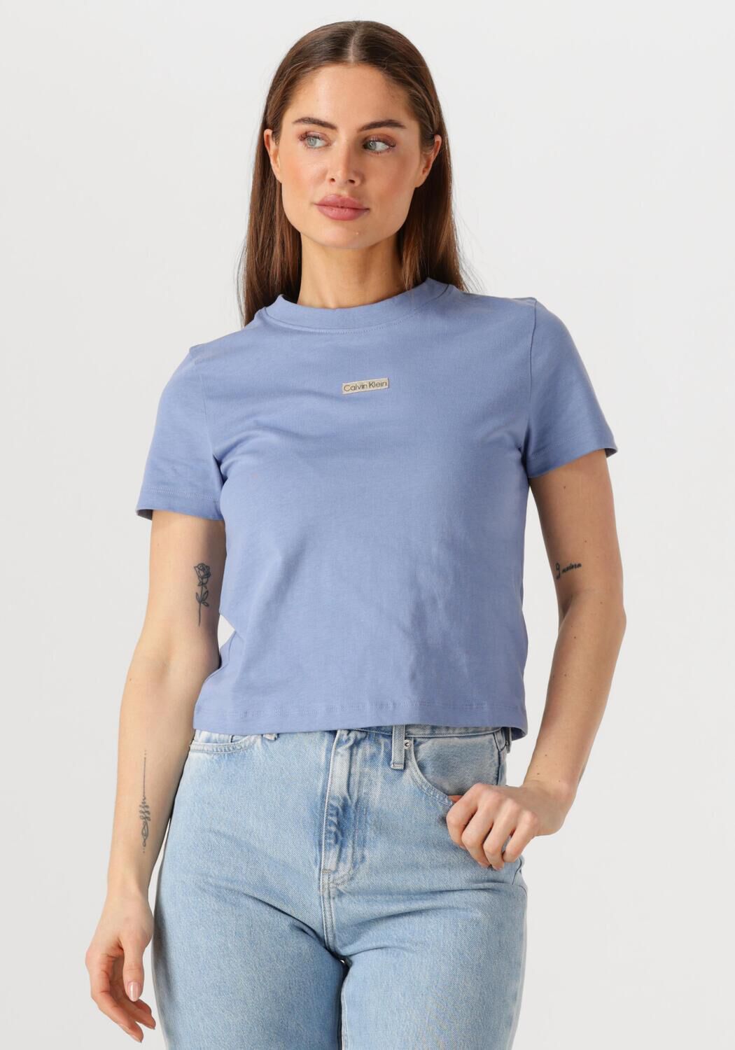 CALVIN KLEIN Dames Tops & T-shirts Placed Institutional Baby Tee Blauw