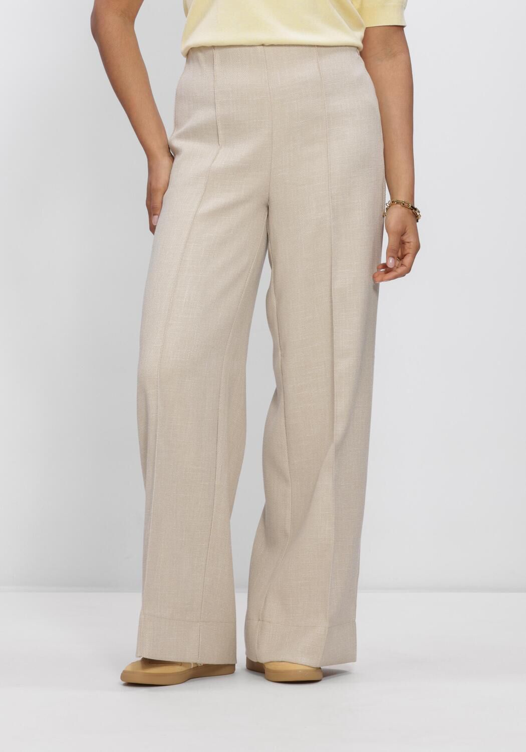 Beige Y.A.S. Pantalon YASCOMIRA HMW PANT - large