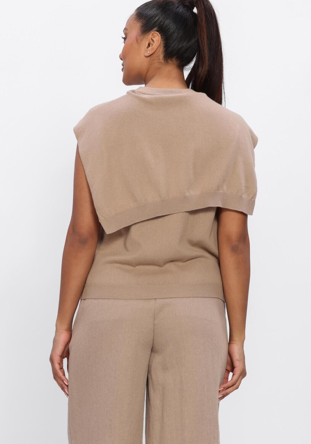 Beige DANTE6 Top DOUBLE LAYERD SWEAT - large