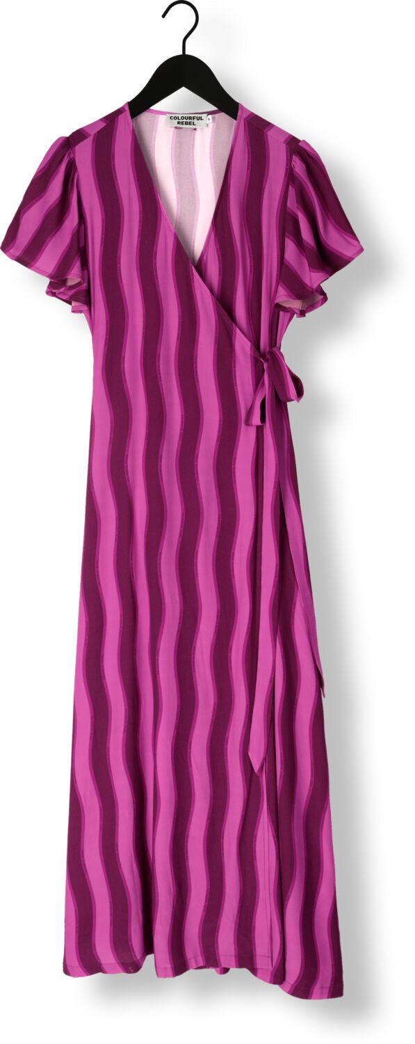 COLOURFUL REBEL Dames Jurken Ava Stripes Real Wrap Maxi Dress Paars