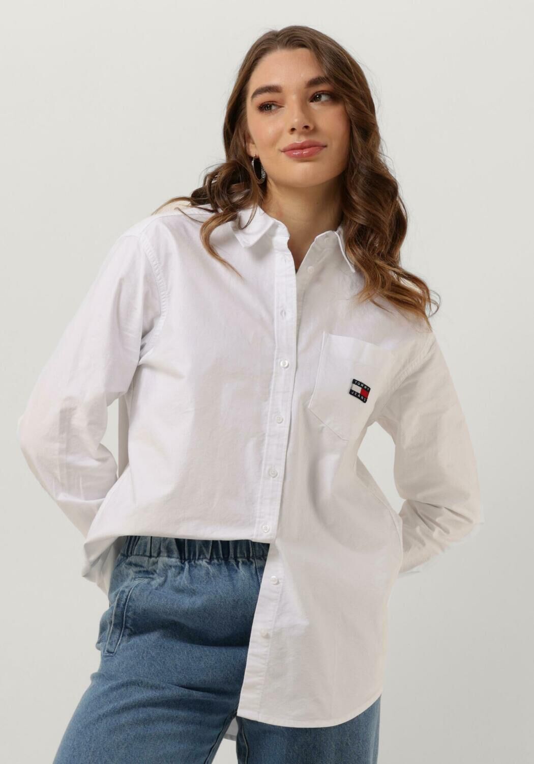 TOMMY JEANS Dames Blouses Tjw Badge Boyfriend Wit