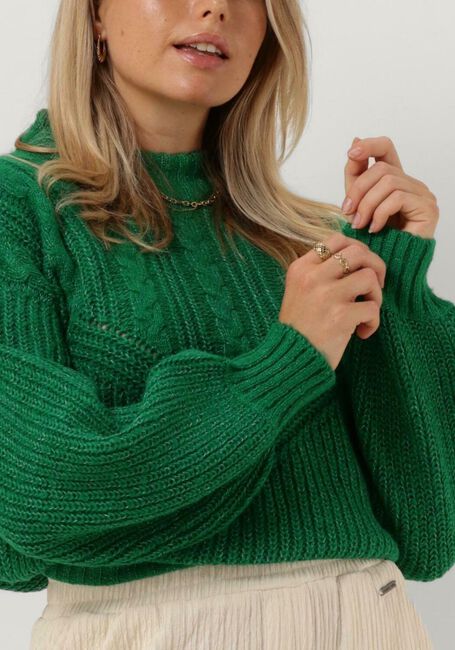 Groene OBJECT Trui OBJNOVA STELLA CABLE KNIT PULLOVER NOOS - large